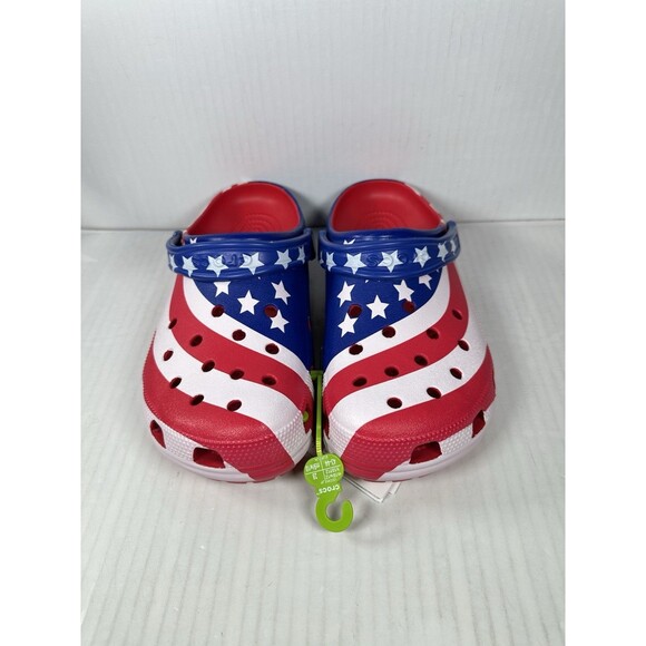 Size 10 Crocs Classic American Flag Clogs Shoes Team USA Patriotic Men’s NEW - Picture 2 of 7